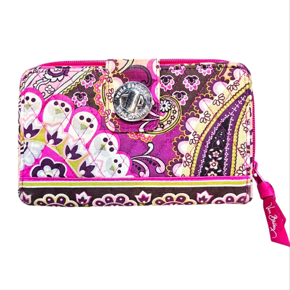 VERA BRADLEY Pink Paisley TurnLock Wallet Very Berry